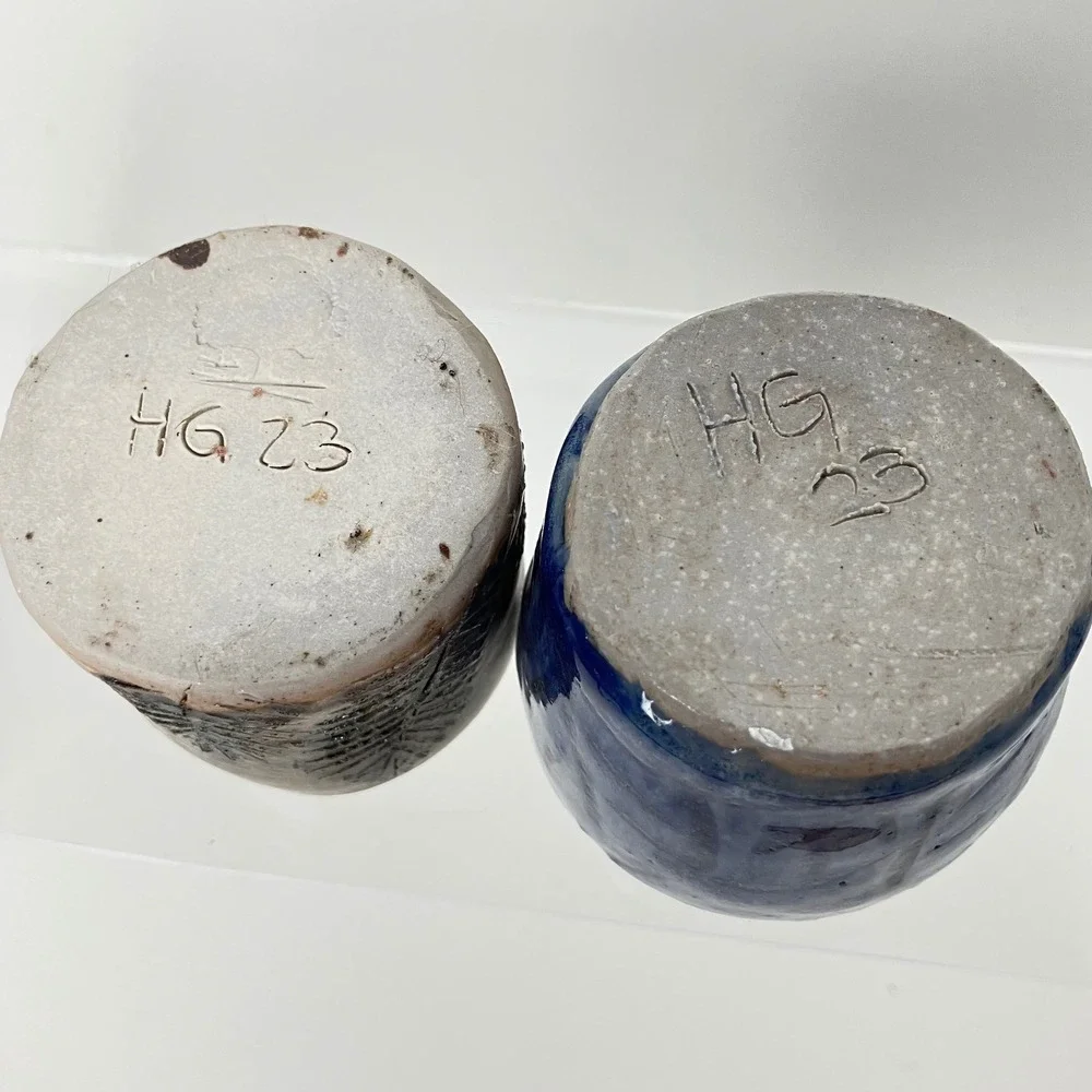 Handmade Studio Pottery Salt Cellars Pinch Bowls Toothpick Match Bowls Set of 2 - Picture 6 of 8